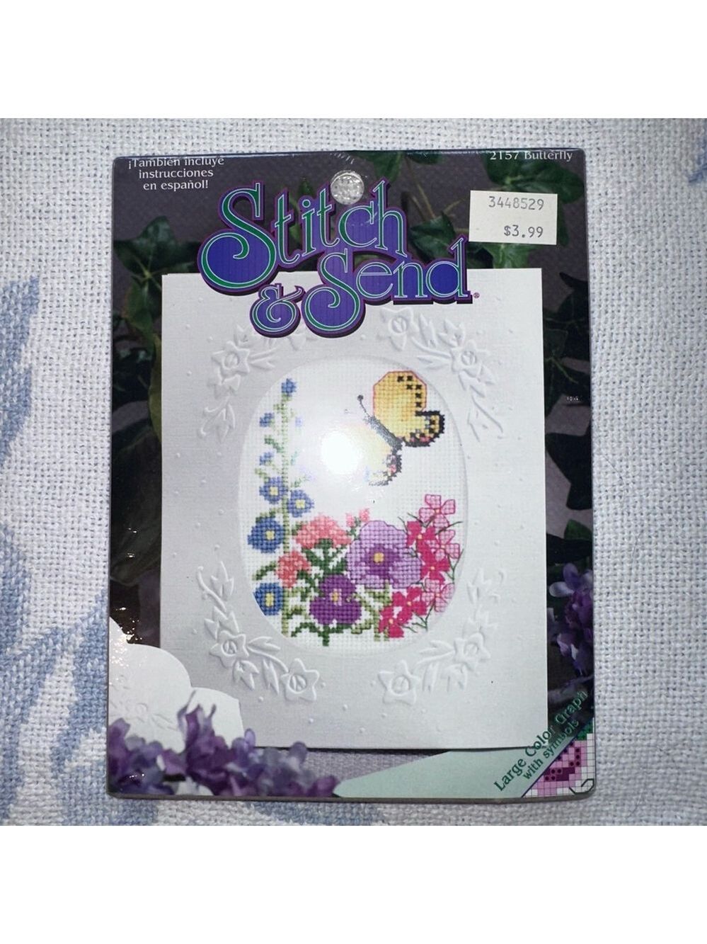 NOS Vintage 1995 Designs Of The Needle Cross Stitch Butterfly Greeting Card Kit